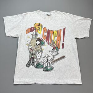Vintage Looney Tunes Shirt Mens Large Gray Jerry Leigh Bugs Bunny Taz 90s